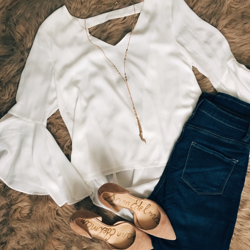 White Backless Free Press Blouse